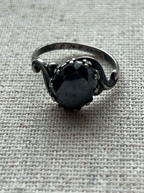 Sterling Silver Black Stone Statement Ring - Women Jewelry